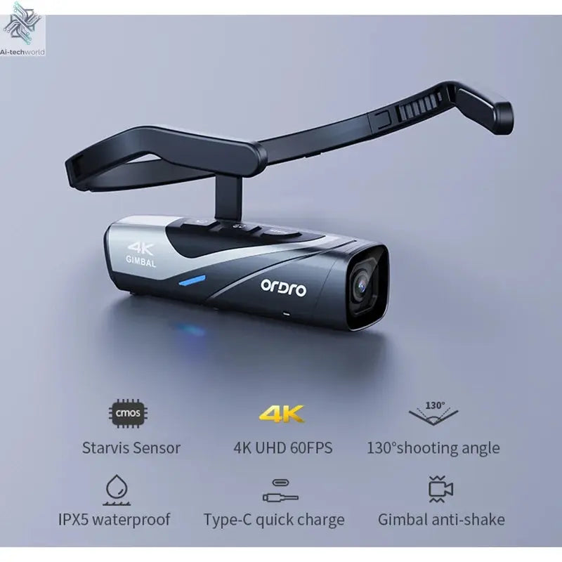 Ordro EP8 Head Wearable Action Camera Vlog 4K 60fps for YouTube Videos Motorcycle Helmet Digital Camcorder Camara Stabilization Ai-TechWorld 