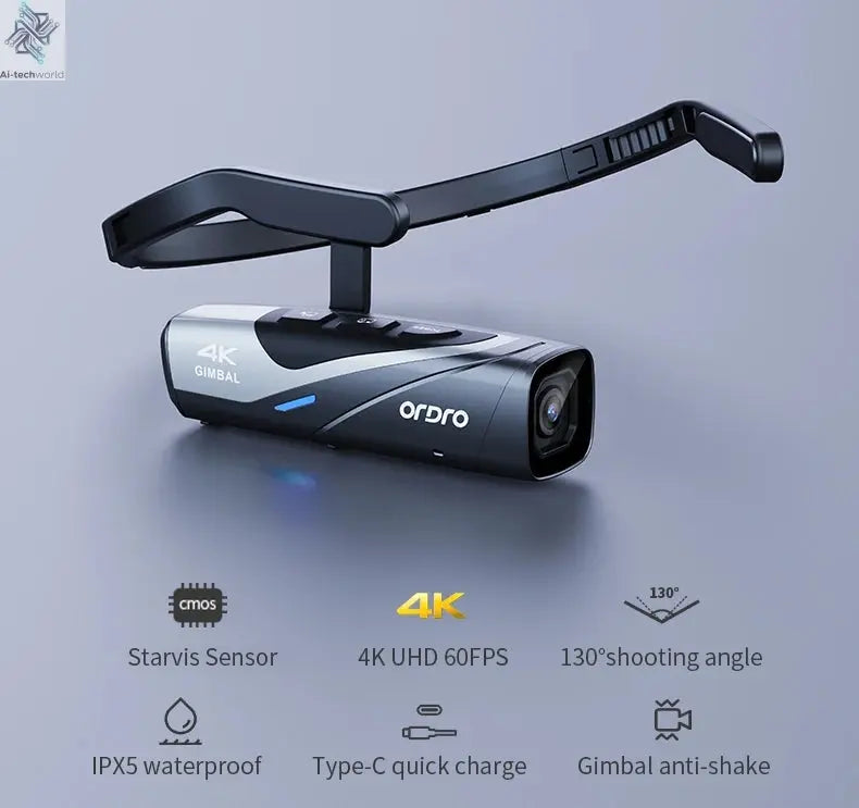 Ordro EP8 Head Wearable Action Camera Vlog 4K 60fps for YouTube Videos Motorcycle Helmet Digital Camcorder Camara Stabilization Ai-TechWorld 