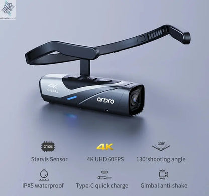 Ordro EP8 Head Wearable Action Camera Vlog 4K 60fps for YouTube Videos Motorcycle Helmet Digital Camcorder Camara Stabilization Ai-TechWorld 