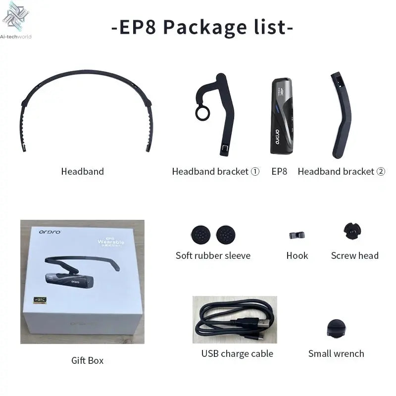 Ordro EP8 Head Wearable Action Camera Vlog 4K 60fps for YouTube Videos Motorcycle Helmet Digital Camcorder Camara Stabilization Ai-TechWorld 