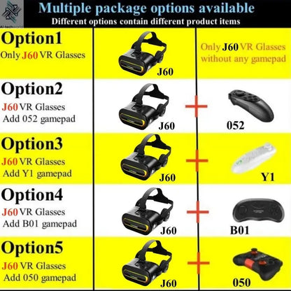 Original J60 4K Wireless Virtual Reality VR Glasses Stereo 3D Videos Google Cardboard Box Headset Helmet for Smartphone Max 6.7" Ai-TechWorld 