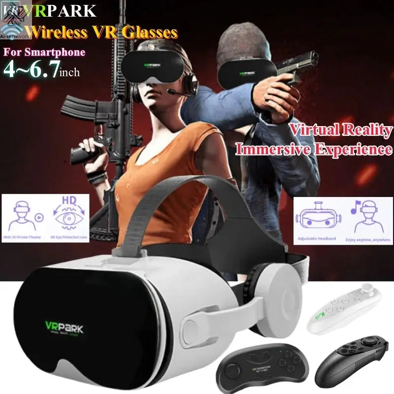 Original J70 4K Wireless Virtual Reality VR Glasses Stereo 3D Videos Google Cardboard Box Headset Helmet for Smartphone Max 6.7" Ai-TechWorld 