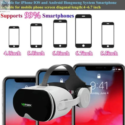 Original J70 4K Wireless Virtual Reality VR Glasses Stereo 3D Videos Google Cardboard Box Headset Helmet for Smartphone Max 6.7" Ai-TechWorld 