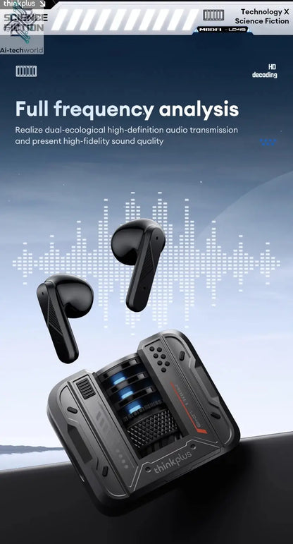Original Lenovo LP49 Wireless Gaming Earphones Noise Reduction Daul Mode HD Call Earbuds Low Latency Bluetooth 5.4 Headphones Ai-TechWorld 