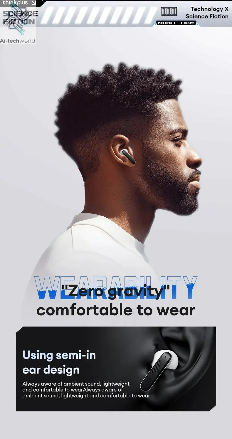 Original Lenovo LP49 Wireless Gaming Earphones Noise Reduction Daul Mode HD Call Earbuds Low Latency Bluetooth 5.4 Headphones Ai-TechWorld 