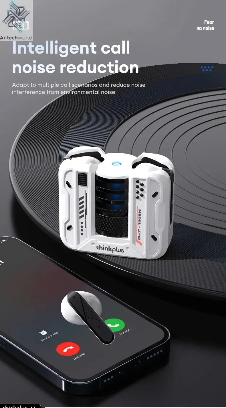 Original Lenovo LP49 Wireless Gaming Earphones Noise Reduction Daul Mode HD Call Earbuds Low Latency Bluetooth 5.4 Headphones Ai-TechWorld 