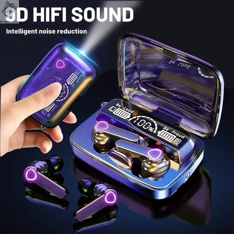 Original M19 Bluetooth Headset Wireless In-Ear Sports Intelligente Touch Led Displaymirror Warehouse Charging Treasure Earphone Ai-TechWorld 