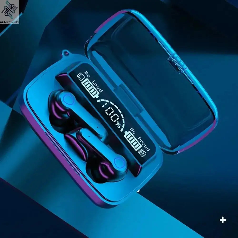 Original M19 Bluetooth Headset Wireless In-Ear Sports Intelligente Touch Led Displaymirror Warehouse Charging Treasure Earphone Ai-TechWorld 