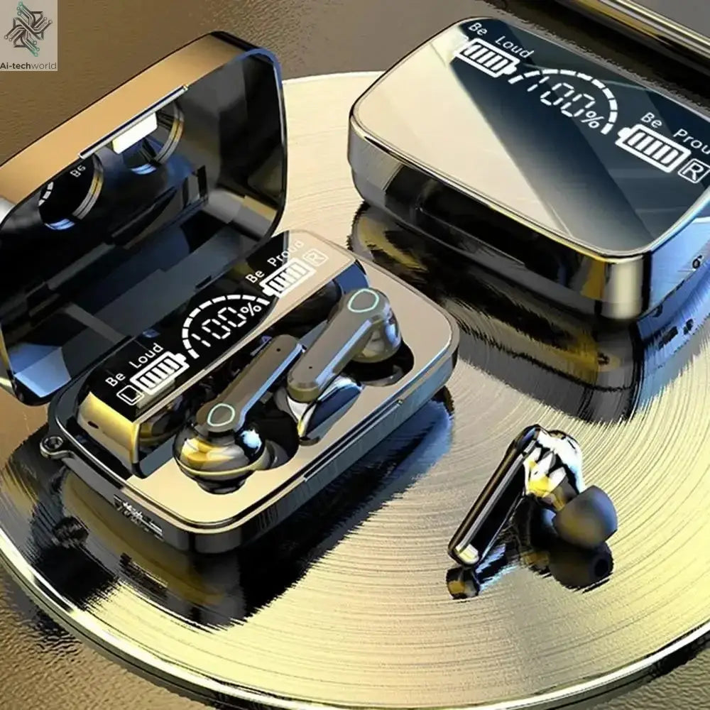 Original M19 Bluetooth Headset Wireless In-Ear Sports Intelligente Touch Led Displaymirror Warehouse Charging Treasure Earphone Ai-TechWorld 