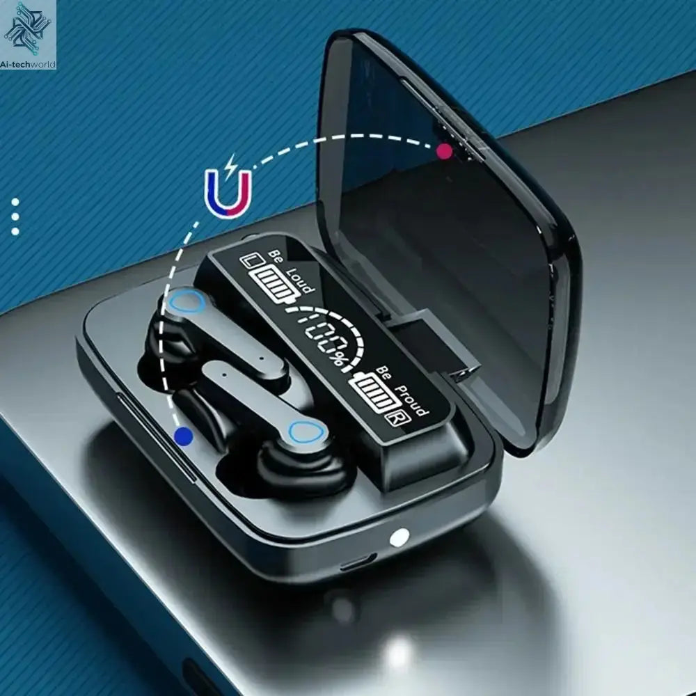 Original M19 Bluetooth Headset Wireless In-Ear Sports Intelligente Touch Led Displaymirror Warehouse Charging Treasure Earphone Ai-TechWorld 