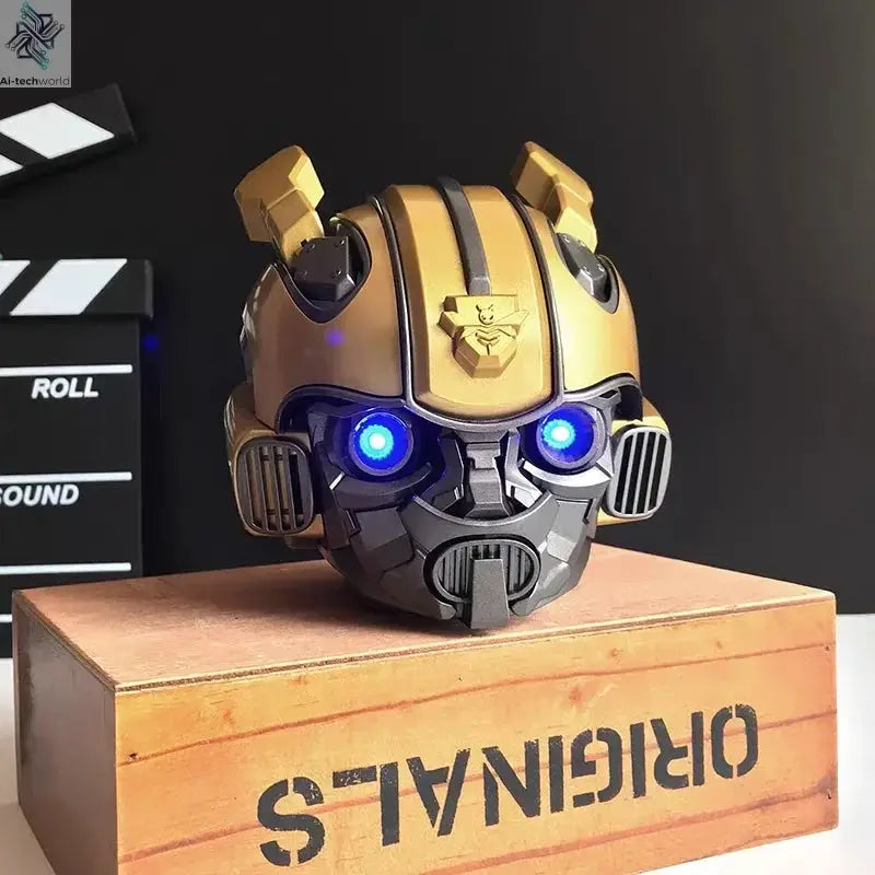 Original Transformers Bluetooth Speakers Bumblebee Head Bluetooth Speakerdual Speakersled Light Heavy Basssuitable,Tf, Fm Radio Ai-TechWorld 