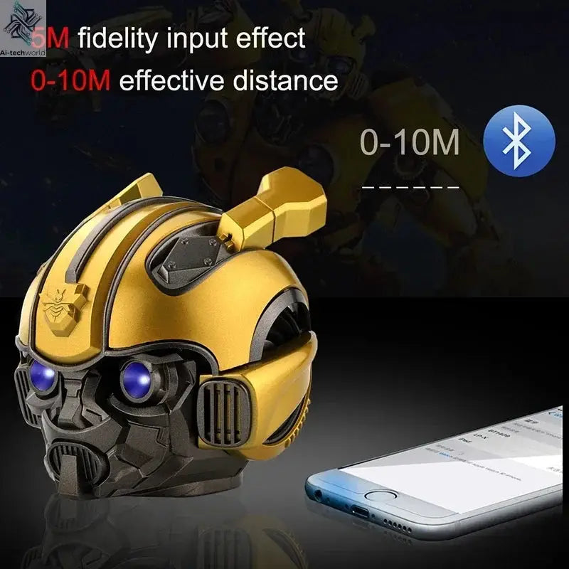 Original Transformers Bluetooth Speakers Bumblebee Head Bluetooth Speakerdual Speakersled Light Heavy Basssuitable,Tf, Fm Radio Ai-TechWorld 