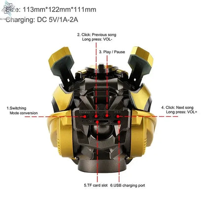 Original Transformers Bluetooth Speakers Bumblebee Head Bluetooth Speakerdual Speakersled Light Heavy Basssuitable,Tf, Fm Radio Ai-TechWorld 