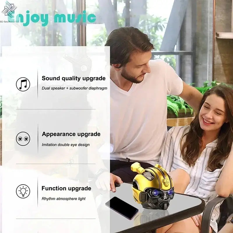 Original Transformers Bluetooth Speakers Bumblebee Head Bluetooth Speakerdual Speakersled Light Heavy Basssuitable,Tf, Fm Radio Ai-TechWorld 