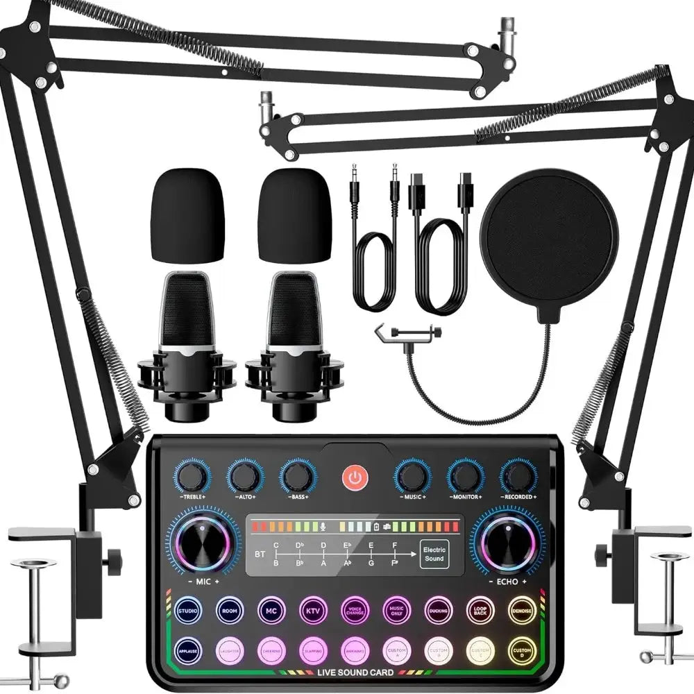 P99 Live Sound Card Podcast Equipment Live Broadcast DJ Device with MC98 Microphone Set For Music/Recording Live Streaming Ai-TechWorld 