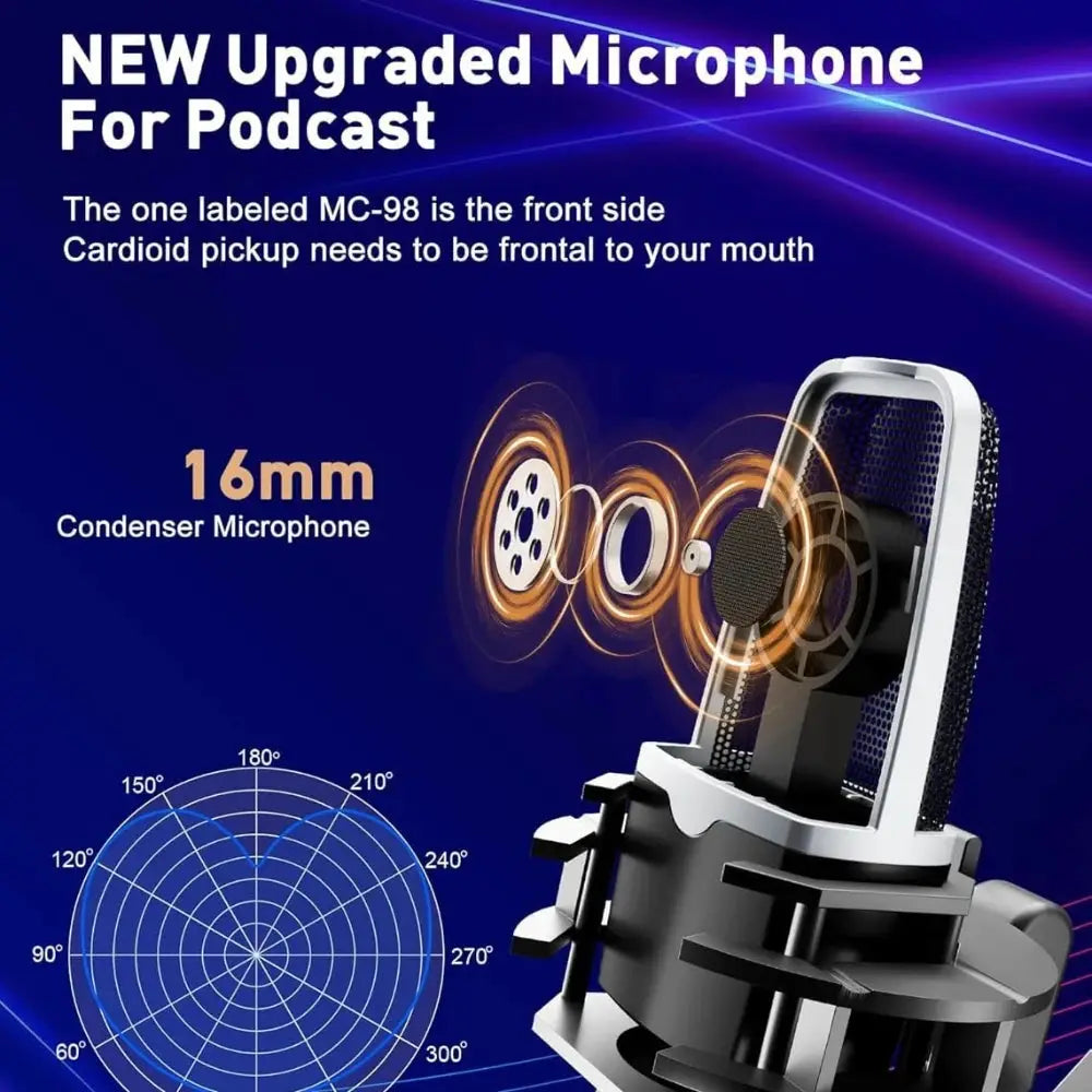 P99 Live Sound Card Podcast Equipment Live Broadcast DJ Device with MC98 Microphone Set For Music/Recording Live Streaming Ai-TechWorld 