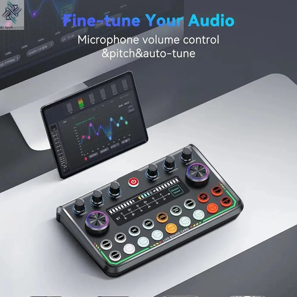 P99 Live Sound Card Podcast Equipment Live Broadcast DJ Device with MC98 Microphone Set For Music/Recording Live Streaming Ai-TechWorld 