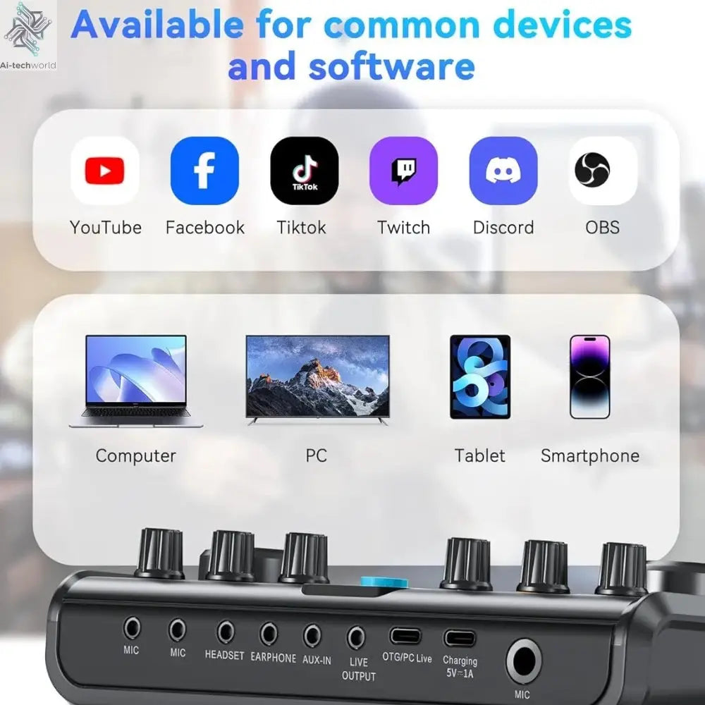 P99 Live Sound Card Podcast Equipment Live Broadcast DJ Device with MC98 Microphone Set For Music/Recording Live Streaming Ai-TechWorld 