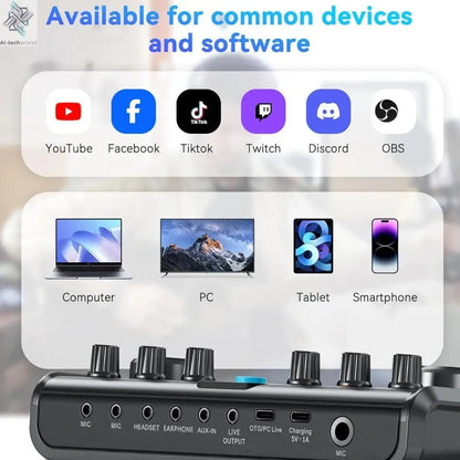 P99 Live Sound Card Podcast Equipment Live Broadcast DJ Device with MC98 Microphone Set For Music/Recording Live Streaming Ai-TechWorld 
