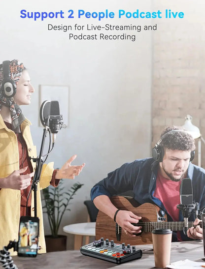 P99 Live Sound Card Podcast Equipment Live Broadcast DJ Device with MC98 Microphone Set For Music/Recording Live Streaming Ai-TechWorld 