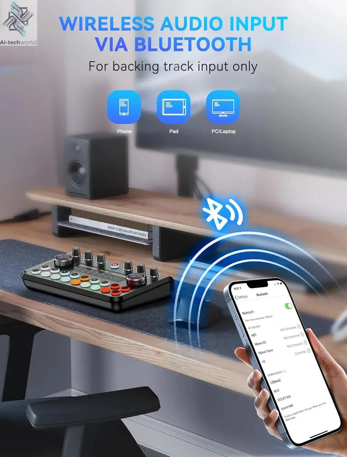 P99 Live Sound Card Podcast Equipment Live Broadcast DJ Device with MC98 Microphone Set For Music/Recording Live Streaming Ai-TechWorld 