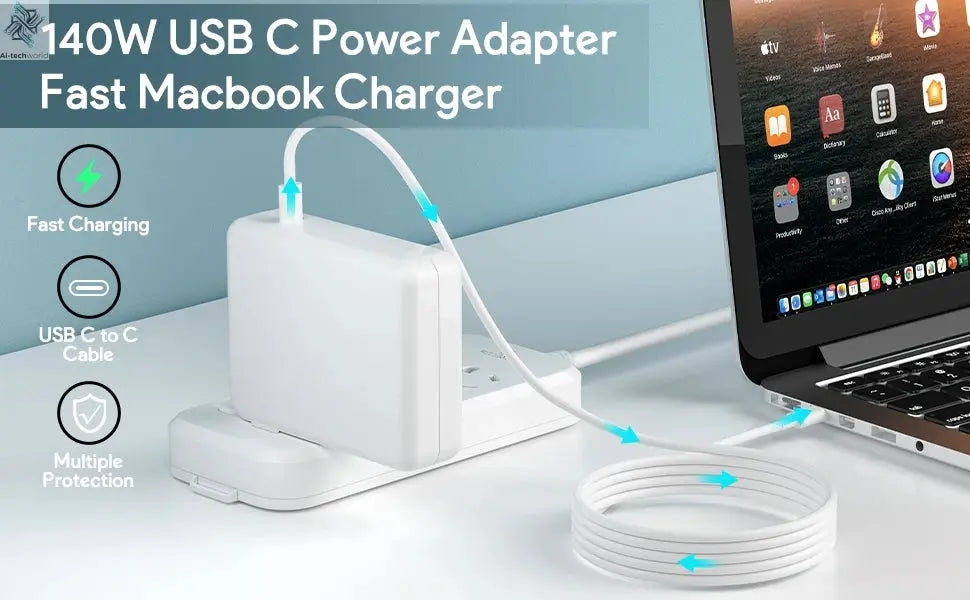 PD 140W USB C Charger Fast Charger Power Adapter for MacBook Pro, MacBook Air, iPad Pro, Samsung Galaxy and All USB-C Devices Ai-TechWorld 
