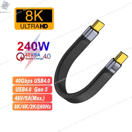 PD 240W USB 4.0 Gen3 Type C Cable 5A Fast Charging USB C to USB-C Cable Thunderbolt 3 8K@60Hz Cord USB Tipo C 40Gbps Data Cabel - Ai-TechWorld
