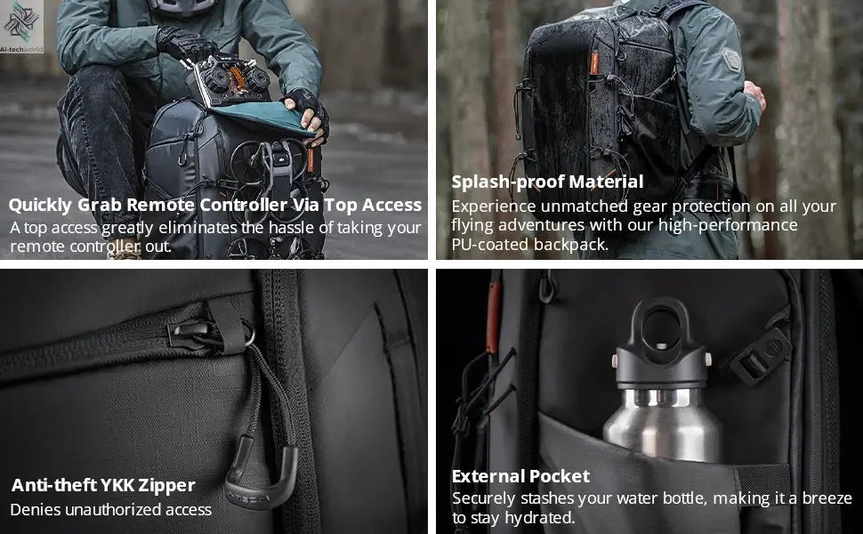 PGYTECH 30L OneMo Drone-Backpack for DJI FPV, Professional Waterproof Backpack Travel Bag for FPV Racing Quadcopter/FPV goggles Ai-TechWorld 