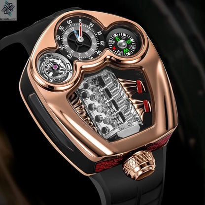 PINDU NEW Design Engine Series Quartz Watch Men TOP-luxurious Stainless steel Compass Waterproof Swiss quartz 762 movement watch Ai-TechWorld 