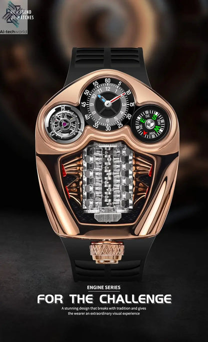 PINDU NEW Design Engine Series Quartz Watch Men TOP-luxurious Stainless steel Compass Waterproof Swiss quartz 762 movement watch Ai-TechWorld 
