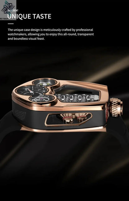 PINDU NEW Design Engine Series Quartz Watch Men TOP-luxurious Stainless steel Compass Waterproof Swiss quartz 762 movement watch Ai-TechWorld 