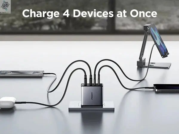 PISEN 65W 4-Port GaN Charger w/ 4FT C-C Cable, Fast Charge for MacBook, iPhone 16-14, iPad, Galaxy S24, Pixel 8, Steam Deck Ai-TechWorld 