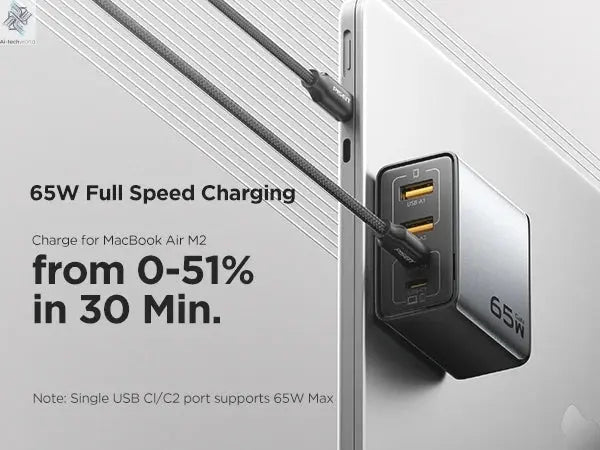 PISEN 65W 4-Port GaN Charger w/ 4FT C-C Cable, Fast Charge for MacBook, iPhone 16-14, iPad, Galaxy S24, Pixel 8, Steam Deck Ai-TechWorld 