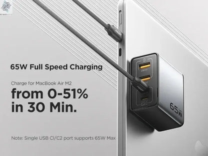 PISEN 65W 4-Port GaN Charger w/ 4FT C-C Cable, Fast Charge for MacBook, iPhone 16-14, iPad, Galaxy S24, Pixel 8, Steam Deck Ai-TechWorld 