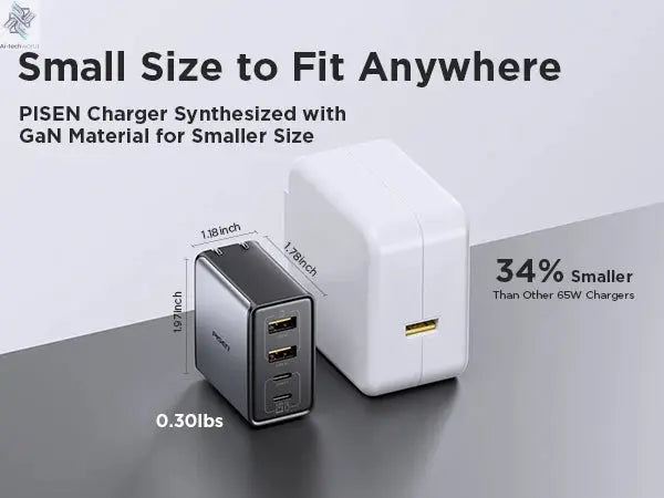 PISEN 65W 4-Port GaN Charger w/ 4FT C-C Cable, Fast Charge for MacBook, iPhone 16-14, iPad, Galaxy S24, Pixel 8, Steam Deck Ai-TechWorld 