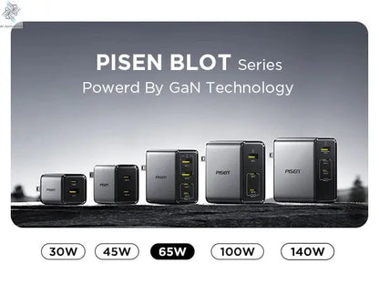 PISEN 65W 4-Port GaN Charger w/ 4FT C-C Cable, Fast Charge for MacBook, iPhone 16-14, iPad, Galaxy S24, Pixel 8, Steam Deck Ai-TechWorld 