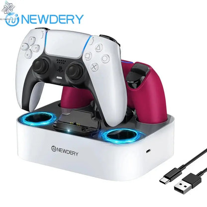 PS5 Controller Charger Station for Playstation 5 Dual for for DualSense Edge Control Fast Charging Dock Stand with Cable Ai-TechWorld 