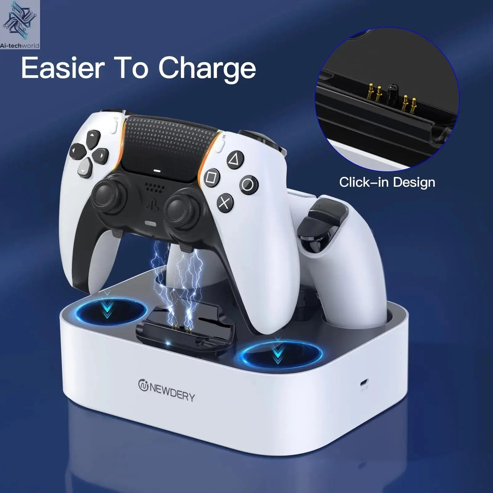 PS5 Controller Charger Station for Playstation 5 Dual for for DualSense Edge Control Fast Charging Dock Stand with Cable Ai-TechWorld 
