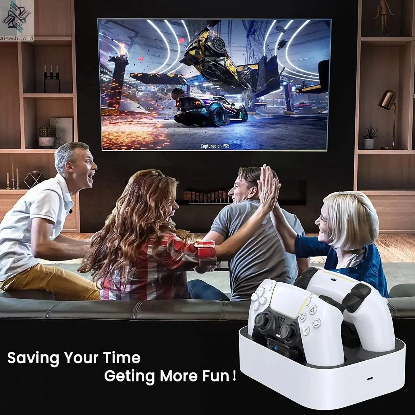 PS5 Controller Charger Station for Playstation 5 Dual for for DualSense Edge Control Fast Charging Dock Stand with Cable Ai-TechWorld 