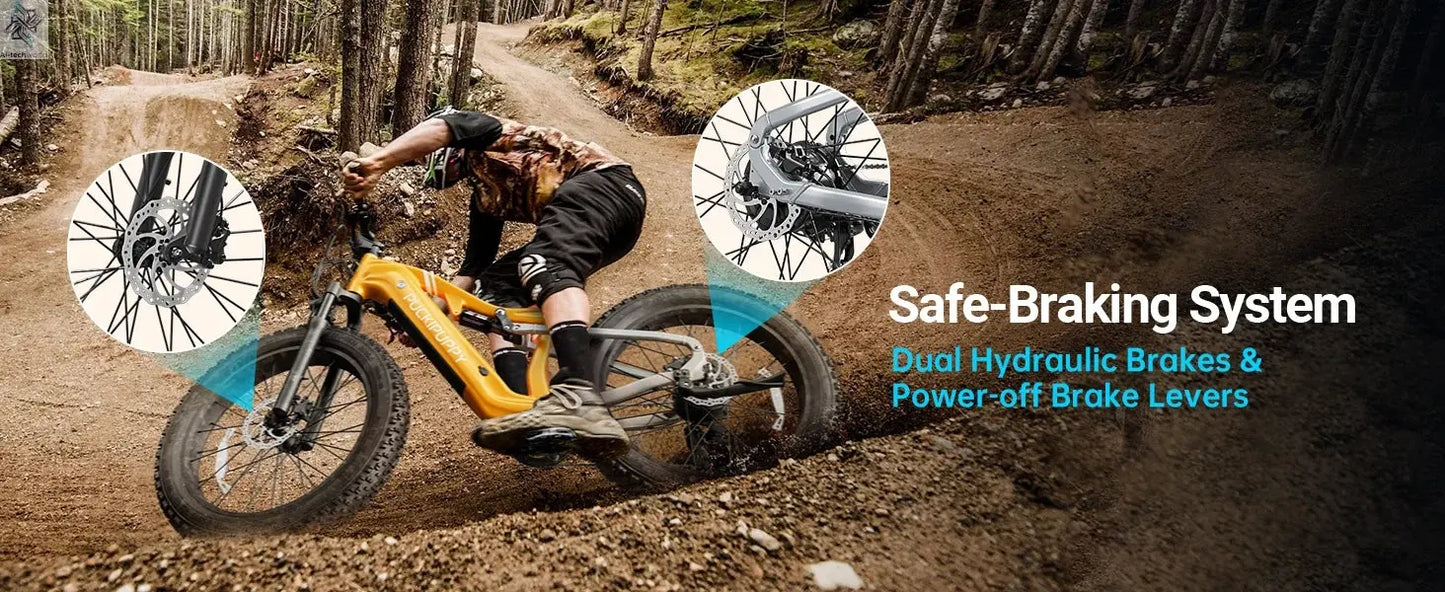 PUCKIPUPPY Labrador pro Electric Bike 1350W Peak 48V 20AH Battery Ebike 26" Fat Tire Electric Mountain Bike 2-Year Warranty Ai-TechWorld 