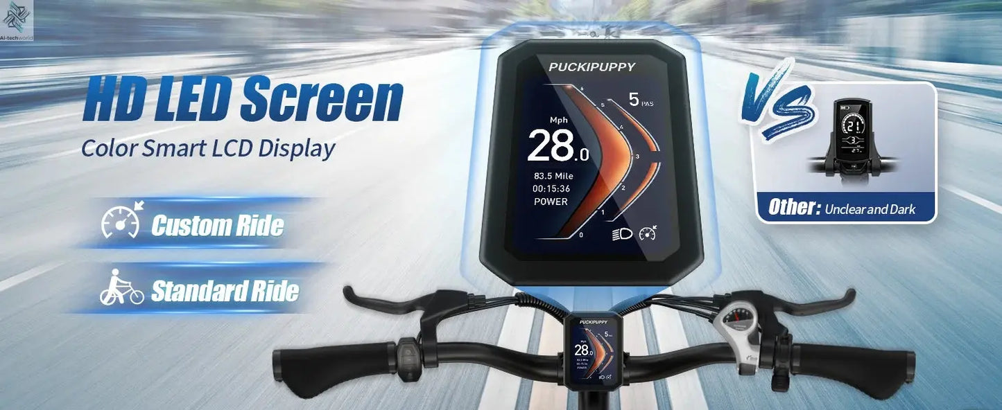 PUCKIPUPPY Labrador pro Electric Bike 1350W Peak 48V 20AH Battery Ebike 26" Fat Tire Electric Mountain Bike 2-Year Warranty Ai-TechWorld 