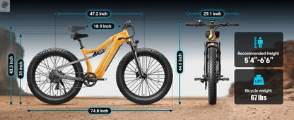 PUCKIPUPPY Labrador pro Electric Bike 1350W Peak 48V 20AH Battery Ebike 26" Fat Tire Electric Mountain Bike 2-Year Warranty Ai-TechWorld 