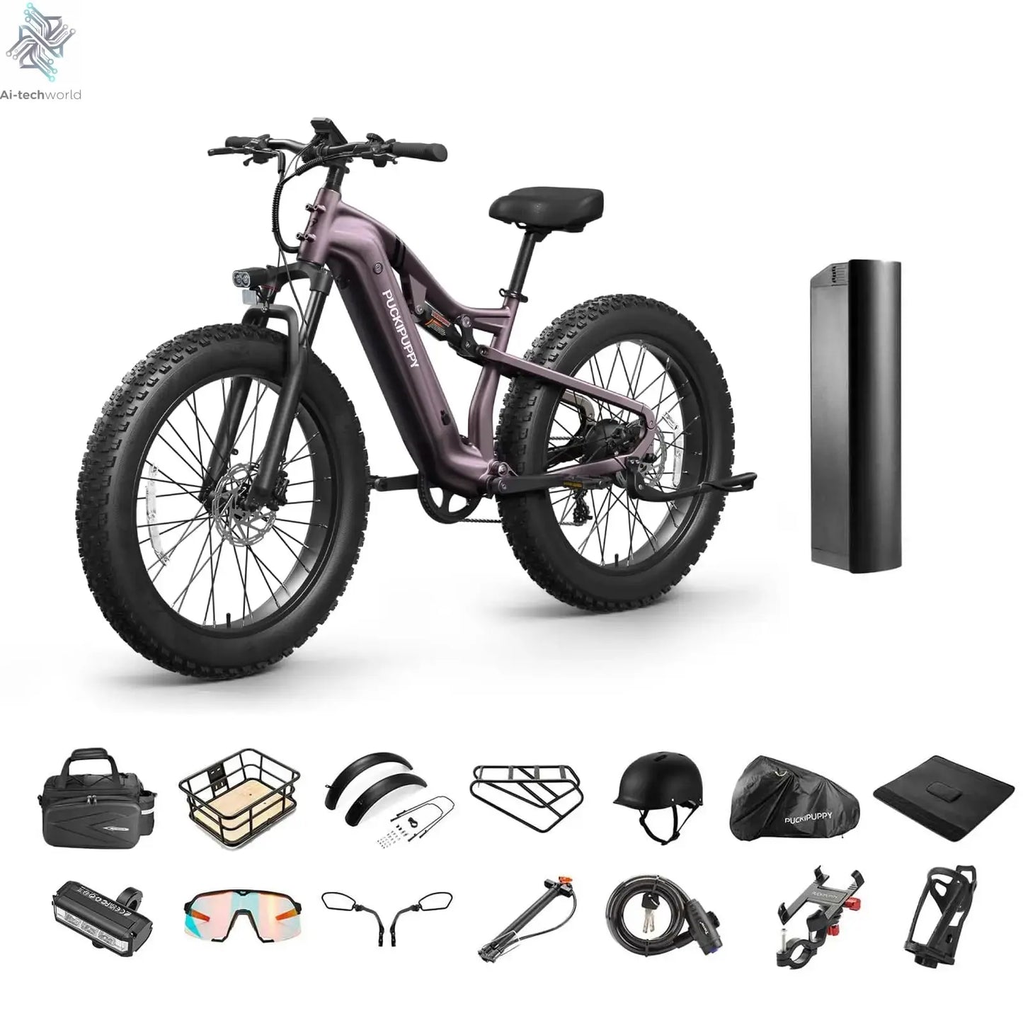 PUCKIPUPPY Labrador pro Electric Bike 1350W Peak 48V 20AH Battery Ebike 26" Fat Tire Electric Mountain Bike 2-Year Warranty Ai-TechWorld 