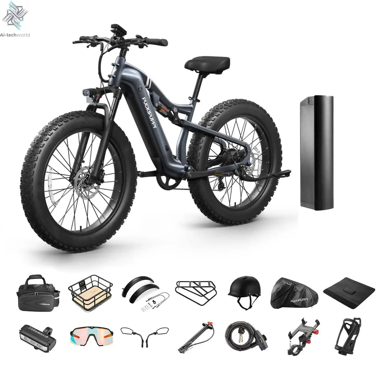 PUCKIPUPPY Labrador pro Electric Bike 1350W Peak 48V 20AH Battery Ebike 26" Fat Tire Electric Mountain Bike 2-Year Warranty Ai-TechWorld 