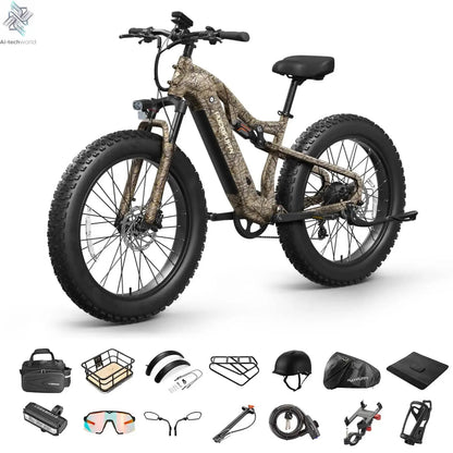 PUCKIPUPPY Labrador pro Electric Bike 1350W Peak 48V 20AH Battery Ebike 26" Fat Tire Electric Mountain Bike 2-Year Warranty Ai-TechWorld 