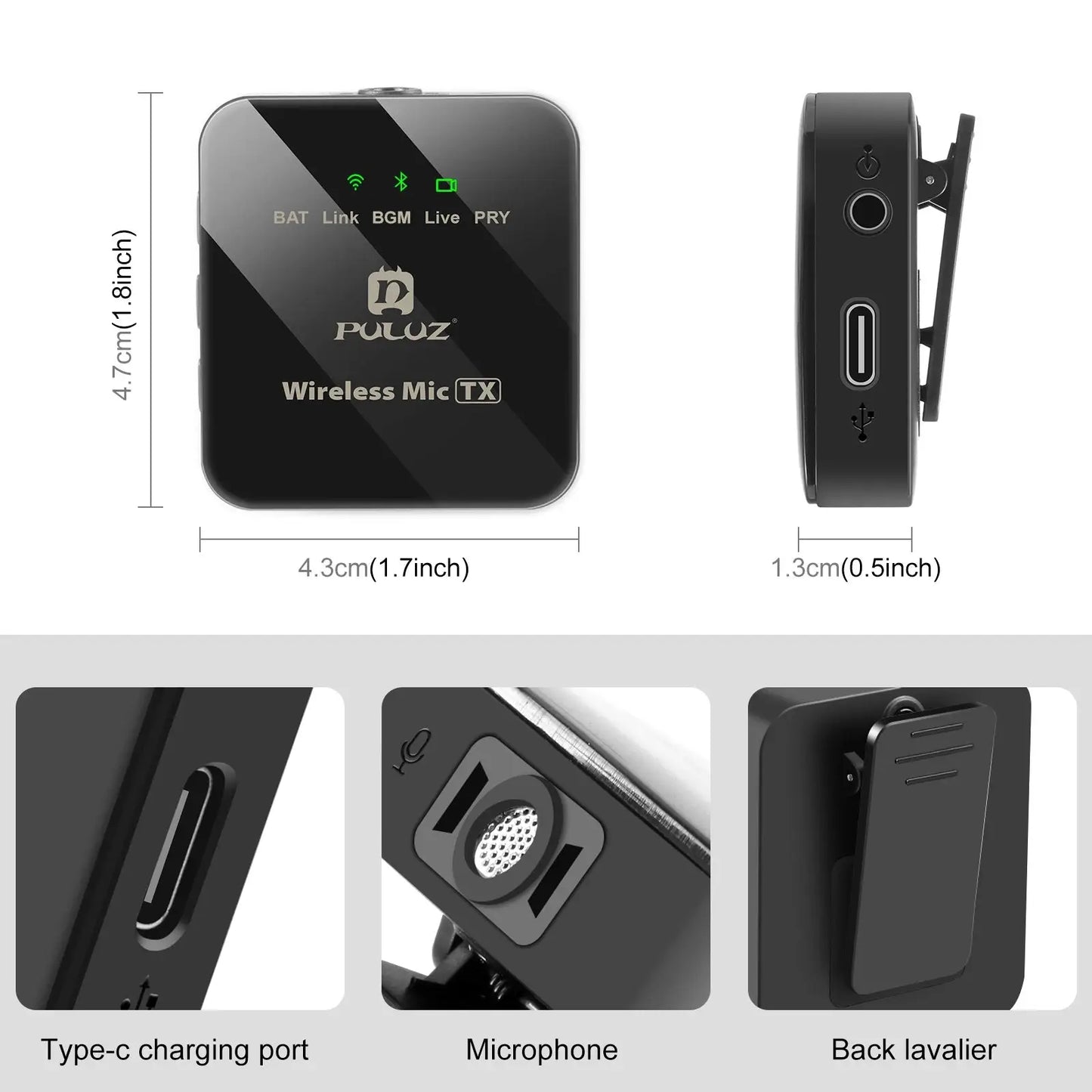PULUZ 2.4G Wireless Lavalier Microphone Live Broadcast Gaming Microphone For iPhone Type-C Android Camera Audio Video ForYouTube Ai-TechWorld 