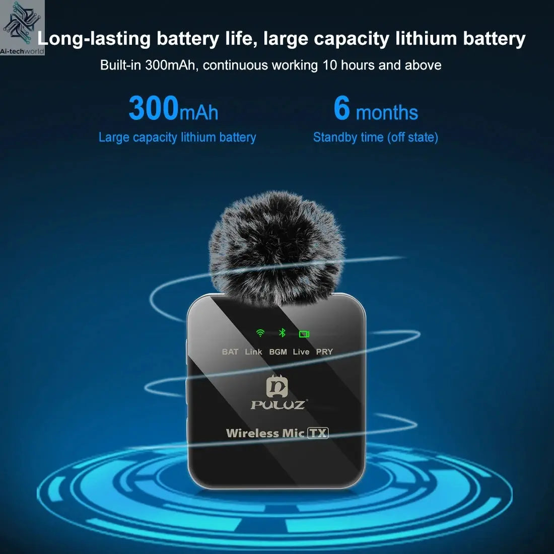 PULUZ 2.4G Wireless Lavalier Microphone Live Broadcast Gaming Microphone For iPhone Type-C Android Camera Audio Video ForYouTube Ai-TechWorld 
