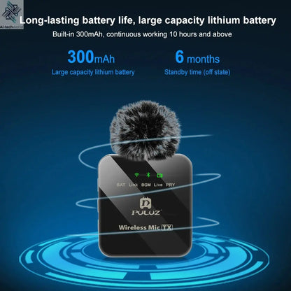 PULUZ 2.4G Wireless Lavalier Microphone Live Broadcast Gaming Microphone For iPhone Type-C Android Camera Audio Video ForYouTube Ai-TechWorld 