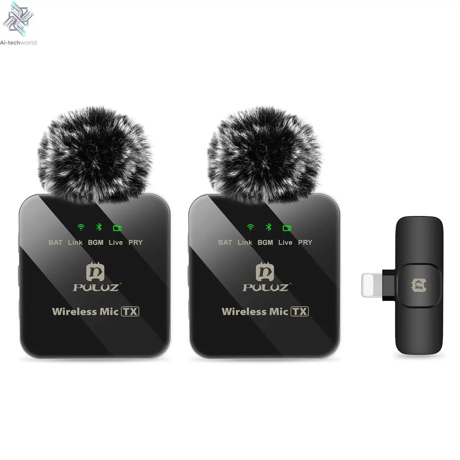 PULUZ 2.4G Wireless Lavalier Microphone Live Broadcast Gaming Microphone For iPhone Type-C Android Camera Audio Video ForYouTube Ai-TechWorld 