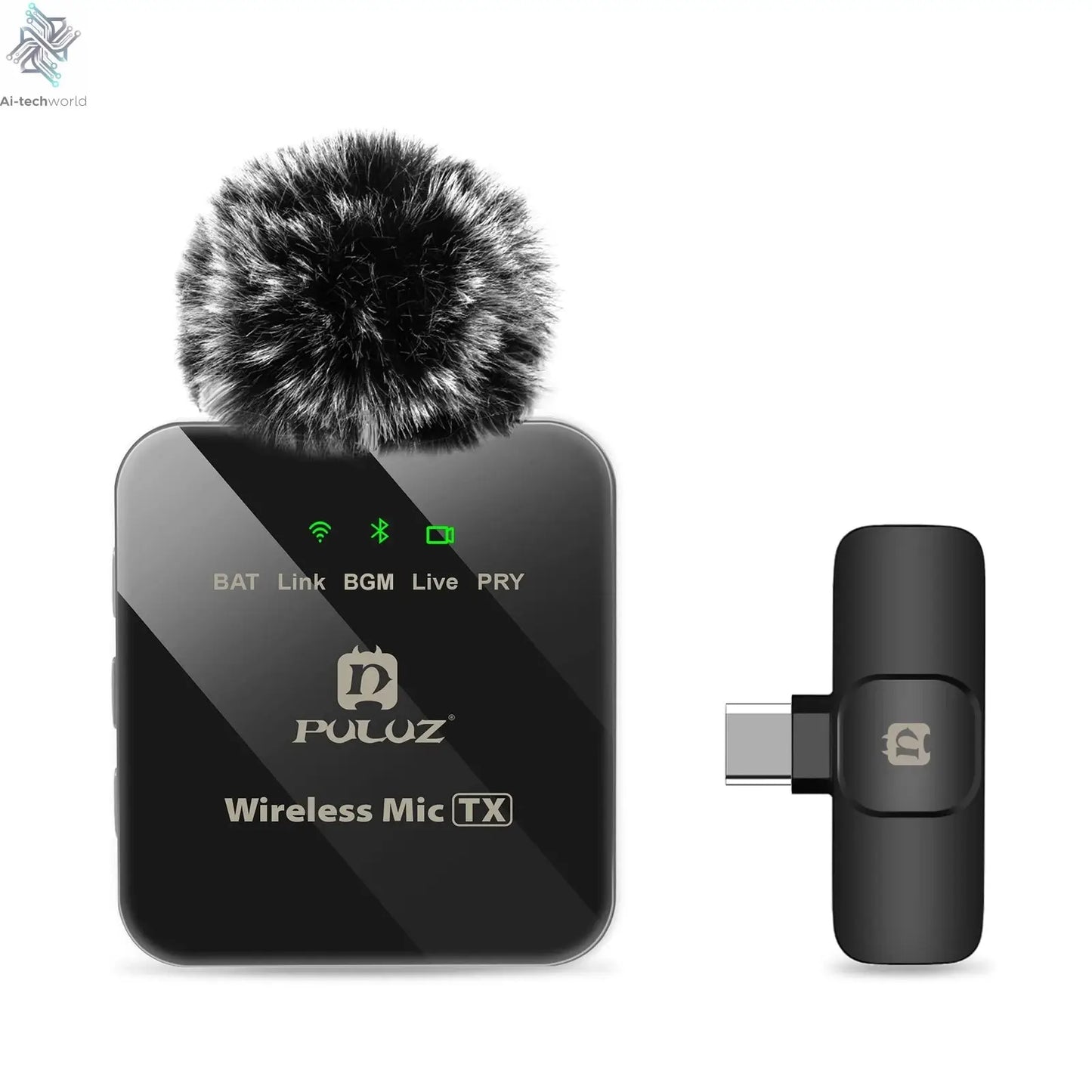 PULUZ 2.4G Wireless Lavalier Microphone Live Broadcast Gaming Microphone For iPhone Type-C Android Camera Audio Video ForYouTube Ai-TechWorld 